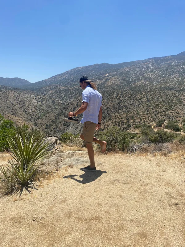 Austin hiking through the desert